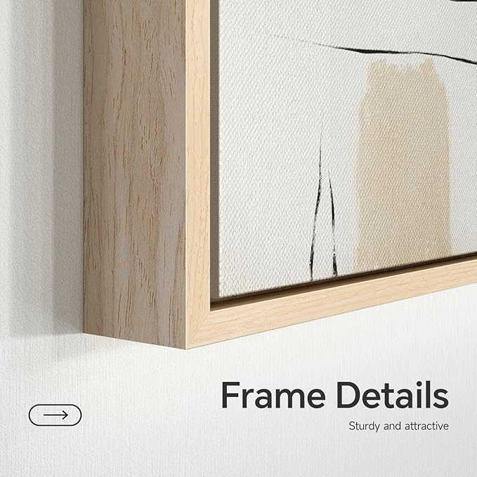 Large Framed Neutral Abstract Wall Art for Living Room, 3 Piece Modern Minimalist Canvas Prints Artwork for Walls, Extra Large Abstract Paintings for Dining Room Bedroom Hallway Wall Decor, 24x36 Inch