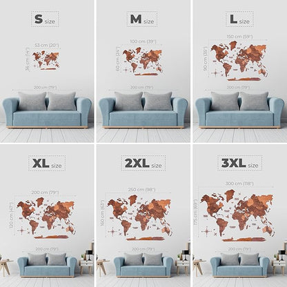Enjoy The Wood 3D Wooden World Map Wall Art - Large Travel Map with Pins for Art Decor - Decorative Map of the World for Home, Office - Travel Wall Art Housewarming Gift Idea (Oak, 2XL, Unframed)