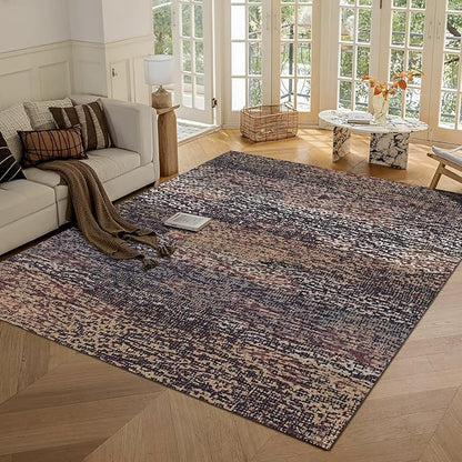 RUGSURE Washable Area Rug - 1/6 Thick - Stain & Water Resistant Non-Slip - Resistant Rug for Living Room, Bedroom, Nursery, Pet & Child Friendly, Vintage Charm Area Rugs (Rust, 8' x 10')