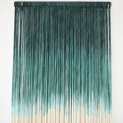Macrame Wall Hanging Green Boho Handmade Ombre Wall Art Decor for Living Room Bedroom Fiber Art 15''W*39''L