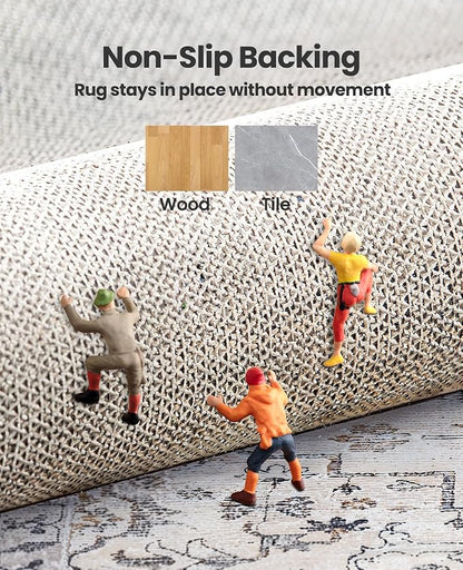 AMADA HOMEFURNISHING 8x10 Area Rugs, Low-Profile Large Washable Area Rug with Non-Slip Backing & Durable Edge Binding, Vintage Rugs for Living Room, Bedroom, Dinning Room