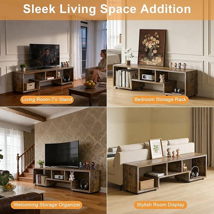 Lightdot TV Stand for TVs up to 55'', Modern Entertainment Center with Storage Open Shelf Large capacity for collection, Media Table TV Console for Living Room/Bedroom/Sofa Cabinet,Easy Assembly-Amber