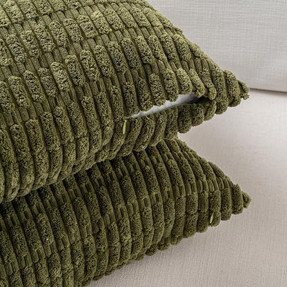 Fancy Homi 4 Packs Decorative Throw Pillow Covers for Living Room Couch Bed, Modern Farmhouse Boho Home Décor Accent Cushion Case, 20" x 12", Moss Green