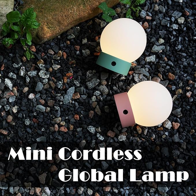 WEILAILUX Small Cute Cordless Table Lamp Rechargeable, Battery Operated Shower Lamp Waterproof, Touch Dimmable Globe Ambient Light for Outdoor/Bedside/Patio/Dining (Green)