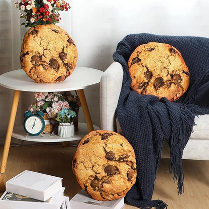 Unittype 6 Pcs 13.4" Chocolate Chip Cookie Pillows Round Throw Pillow Plush 3D Digital Print Funny Food Shaped Soft Stuffed Seat Pad Cushion for Bedroom Couch Sofa Chair Floor Decor Gifts