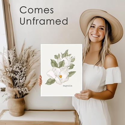 Vintage Botanical Wall Art Prints (Set of 6) - Unframed - 8x10s | Flower Wall Decor | Kitchen Wall Decor | Vintage Wall Decor | Botanical Wall Art | Aesthetic Wall Décor | Living Room Decor
