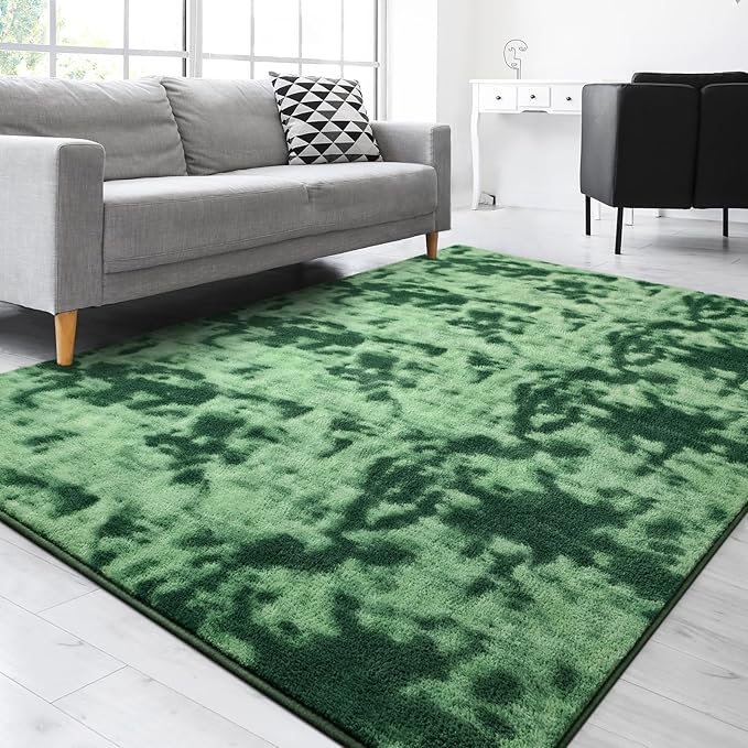 Gifeas Large Ultra Soft Modern Area Rugs for Living Room Bedroom, 7x10 Feet Tie-Dyed Green Thickened Memory Foam Indoor Carpets, Non-Slip Comfy Rug for Boys Girls Nursery Room Home Decor