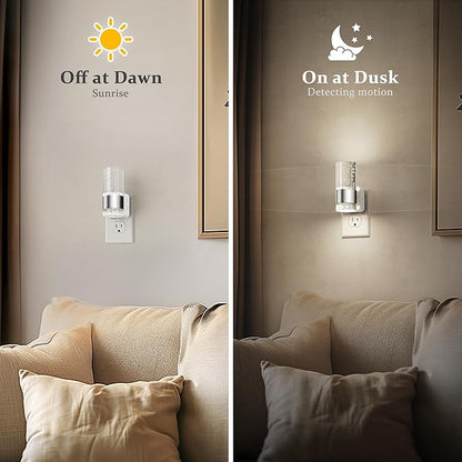 JandCase Night Light, Night Lights Plug into Wall,2 Pack LED Nightlight with Adjustable Brightness, 5000K，Automatic Night Light Plug in with Auto Light Sensor for Bathroom Hallway Room Decor