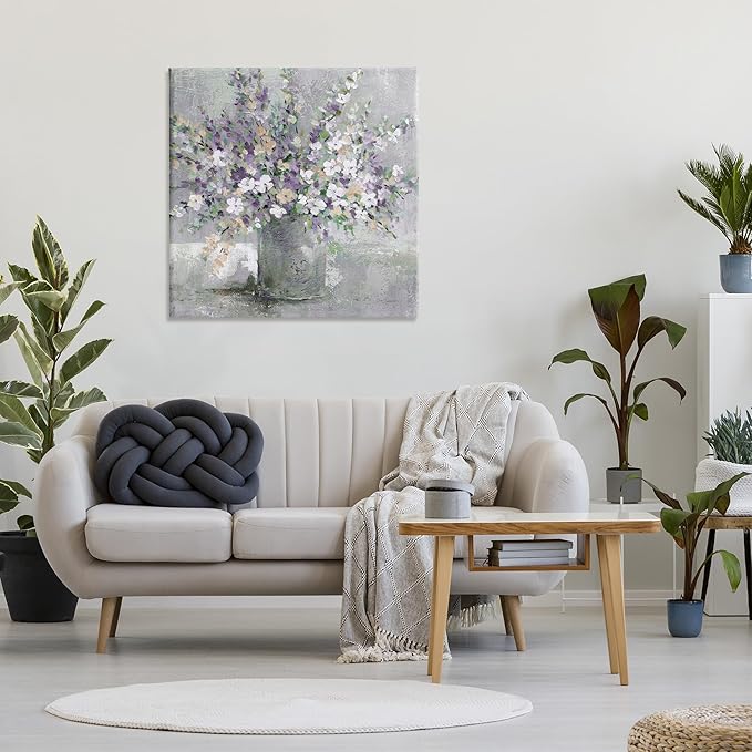 Stupell Industries Blossoming Aster Flower Bouquet Soft Purple Bouquet Painting Canvas Wall Art, Design by Carol Robinson, 36 x 36
