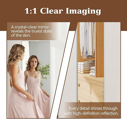 NARCISSUS 47x14 Mirror Door Hanging Full Length,Over Door or Wall Mounted Aluminum Alloy Frame Tempered Glass Rectangle Full Body Mirrors for Bedroom Dressing Living Room Bathroom 47 inch Silver