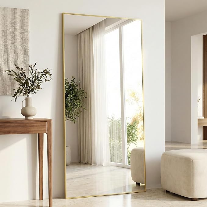 30" x 60" Gold Wall Mirror for Bathroom, 60" x 30" Extra Large Metal Framed Accent Decor, Horizontal Mirror for Dining Room & Double Vanity