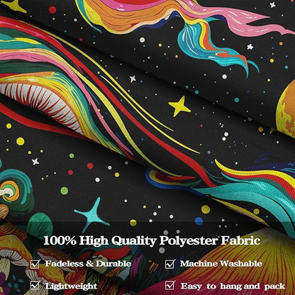 Leeisysme Colorful Hippie Abstract Tapestry, Fantasy Aesthetic Eye Mushroom Floral Wall Hanging for Bedroom Dorm Living Room Decor, 44x60 inches