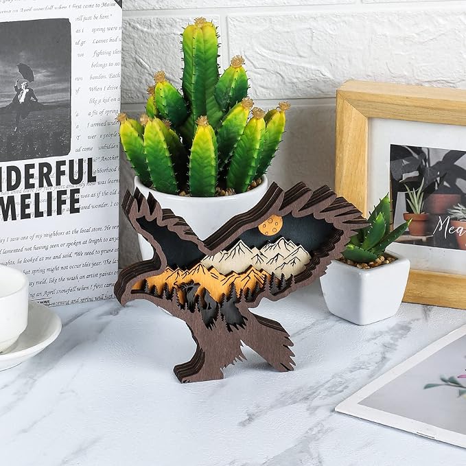Laozai Wooden Forest Animals Eagle Decor Cabin Rustic Mountain Decor Wall Decorations for Bedroom Living Room Table Decorative