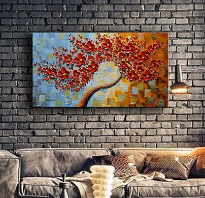 YaSheng Art - Large Canvas Wall Art ,Hand Painted 3D Texture Wall Art Red Floral Oil Painting, Modern Abstract Artworks Paintings , Wall Art for living room Bedroom Office Wall Deco Home, Framed Wall Art Pictures 60 by 24 inch
