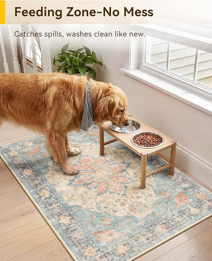 RELEANY Area Rugs 2'x3' Kitchen Rugs Entry Rug Small Rugs for Entryway Kitchen Bathroom Door Mat Indoor Entrance,Washable Non Slip, Blue Orange Red