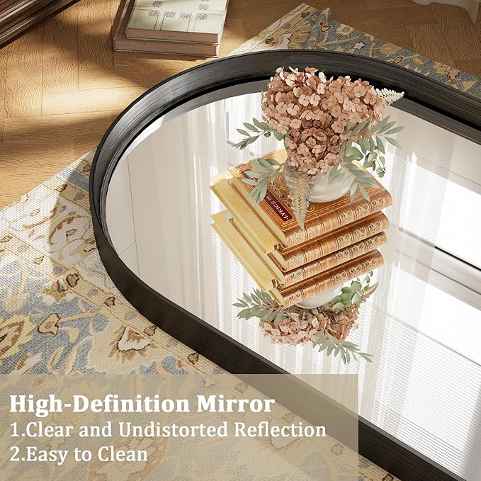 Easly 30"x20" Arched Bathroom Mirror - Modern Black Mirror for Wall with Rounded Corners, Bathroom Mirror for Vanity, Aluminum Alloy Framed Mirror - for Living Room, Bedroom, Cloakroom