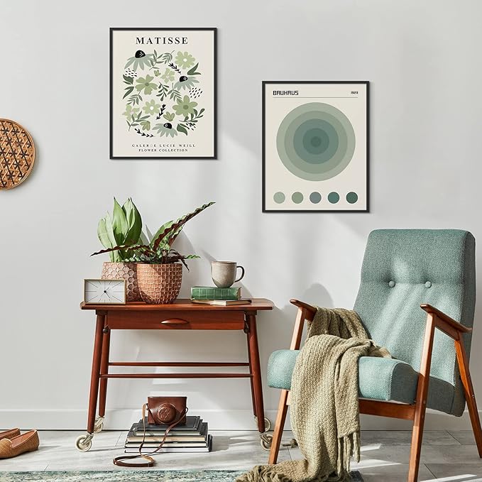 Habseligkeit Sage Green Matisse Wall Art Posters, Boho Vintage Master Wall Decors, Posters for Room Aesthetic Unframed, 11x14in, Set of 6