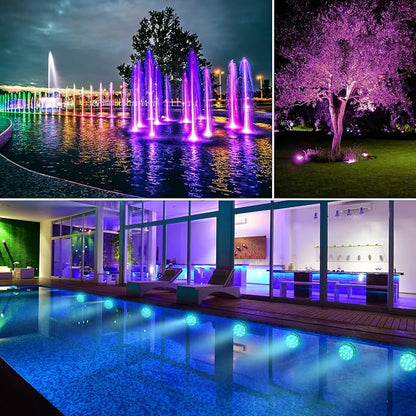 Pool Lights Submersible LED Light with Remote, Waterproof Pond Lights with Upgrade Suction Cups,Magnets, 16 Changeable Colors 3.35'' Battery LED light for Underground Pool Fountain Pond Aquarium