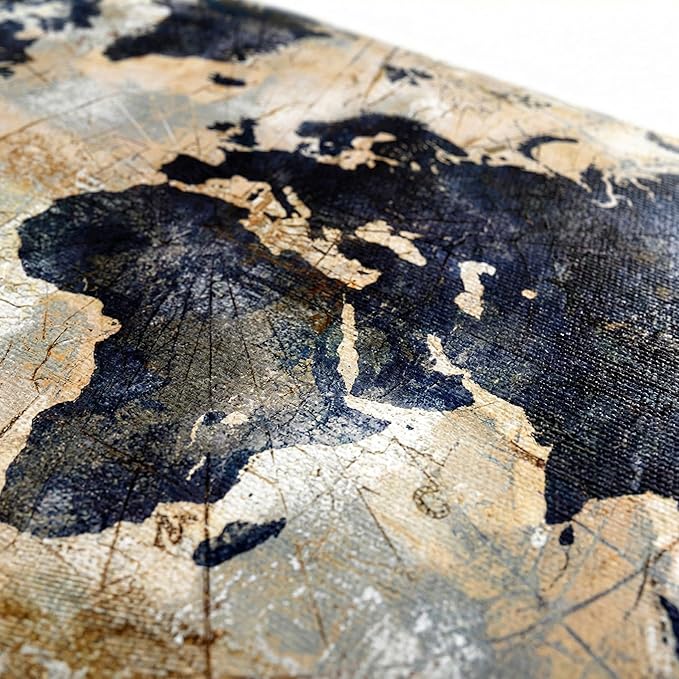 Canvas Wall Art World Map Wall Art for Office Artwork Print Picture Home Interior Decor - Map Picture for living room Office Bedroom Wall Decor Canvas Artwork 24x48inch Ready to Hang
