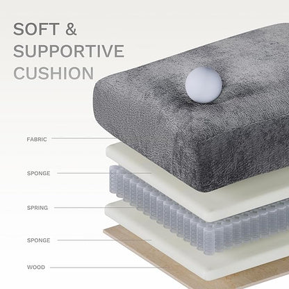 COLAMY 118" Modular Sectional Cloud Couch, Midcentury Modern 4-Seat U-Shaped Sofa, with USB Type C Ports, Foldable Side Table and 2 Ottomans, for Home Living Room, Grey
