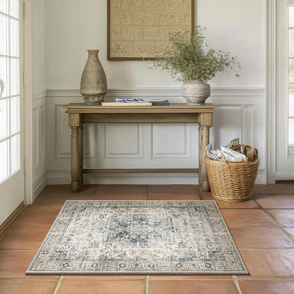 Machine Washable Throw Rugs for Entryway: Door Mat Indoor Entrance 2x3 Small Rug Stain Resistant Non-Slip Low Pile Soft Carpet for Kitchen Front Door Indoor Entry Bathroom Bedroom