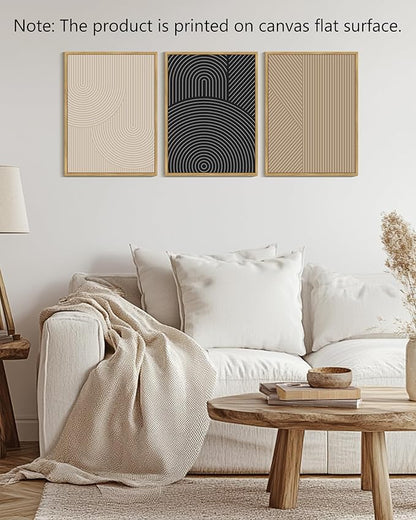 Drsoum Minimalist Boho Wall Art Framed Modern Abstract Neutral Line Wall Decor Mid Century Geometric Artwork Bedroom Living Room 12x16in Natural Framed