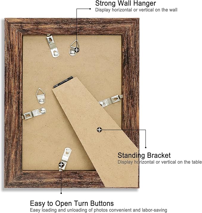iRahmen 5x7 Picture Frame Set of 2 with High Definition Glass, Wood Photo Frame Display Pictures 4x6 with Mat or 5 x 7 without Mat for Table top and Wall Mounting
