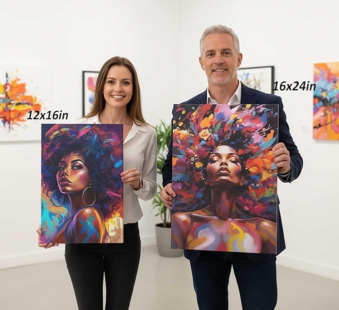 3Pcs African American Women Canvas Wall Art Colorful Graffiti Afro Girl Painting Modern Abstract Aesthetic Pictures Wall Decor Posters Print Artwork for Living Room Bedroom Home Decoration