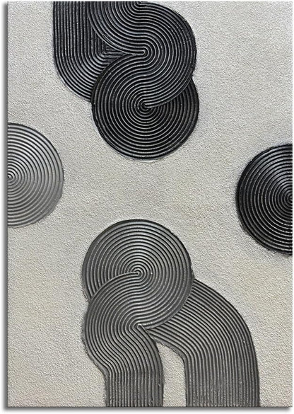 Slyart Grey and Black Abstract Textured Wall Art, Hand-Painted 3D Oil Paintings on Canvas Wall Art 40x28 inch Contemporary Art