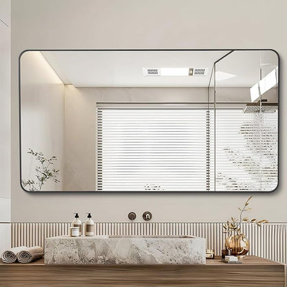 DESBING 36" x 48"Bathroom Mirror, Matte Black Wall Mirror with Metal Frame, Decorative Rectangular Vanity Mirror for Bedroom Bathroom Living Room Entryway (Horizontal/Vertical)