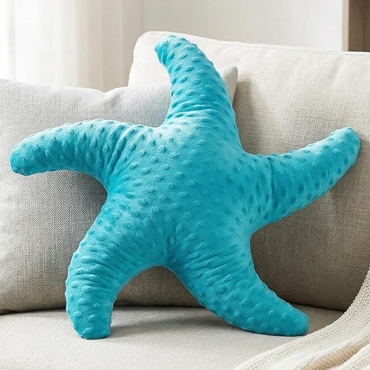 XIAIJIA Starfish Pillow Decorative Throw Pillow, 19.68x19.68 Inch Coastal Beach Pillow, Ocean Decor Beach Themed Room Accent Pillow for Couch Bed Bedroom（Turquoise）