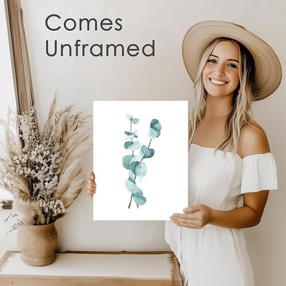Trendy Eucalyptus Art Prints (Set of 6) Art Print - 11x14 (Unframed) | Refresh Your Space with Contemporary Elegant Botanical Wall Decor | Modern Home Decor | Farmhouse Decor | Home Décor