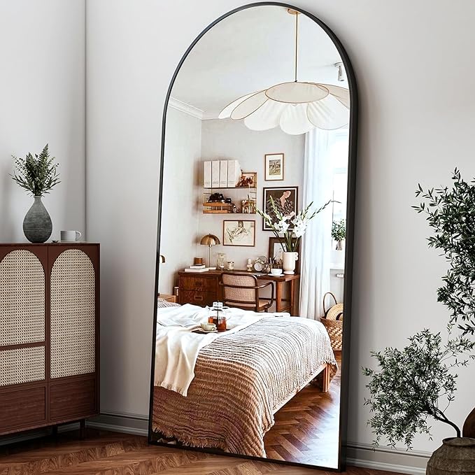 Easly 41"x81" Extra Large Arched Full Length Mirror - Leaning Mirror Arch Wall-Mounted Mirrors - Aluminum Alloy Frame Modern Simple Home Decor - for Living Room Bedroom Cloakroom