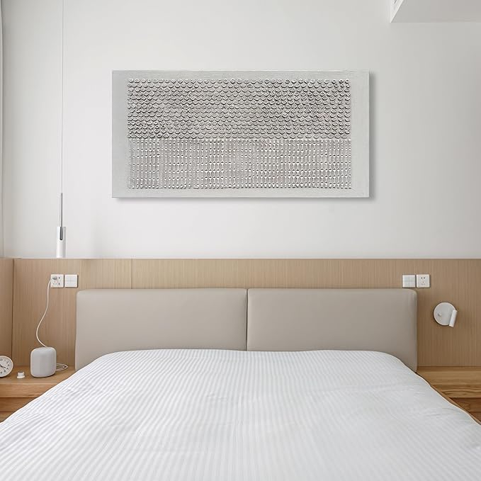 NANKAI Art 24x48 inches White Texture Abstract Art Oil Painting Contemporary Minimalism Art Home Office Wall Decoration Art