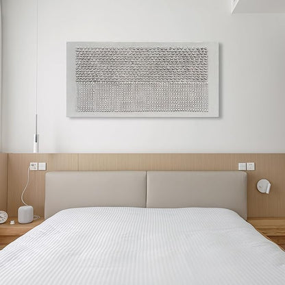 NANKAI Art 24x48 inches White Texture Abstract Art Oil Painting Contemporary Minimalism Art Home Office Wall Decoration Art