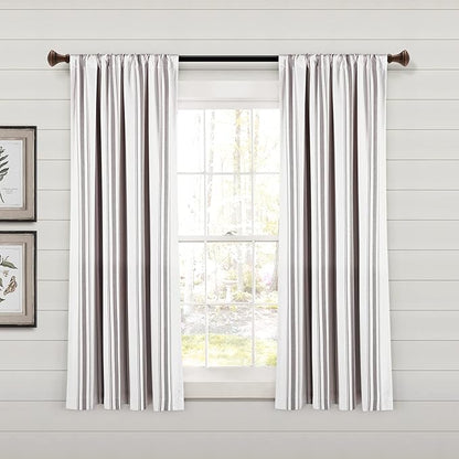 Lush Decor Farmhouse Stripe Yarn Dyed Eco-Friendly Recycled Cotton Window Curtain Panel Pair, 42" W x 63" L, Gray - Classic Modern Rustic Charm - Eco Friendly Cotton Fabric