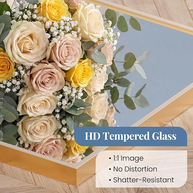 NEWBULIG 30" x 40" Gold Rectangle Bathroom Mirror for Wall, Morden Wall Mirror with Metal Frame, Tempered Glass, Vanity Mirror for Over Sink, Entryway, Living Room, Anti-Rust, Horizontal or Vertical