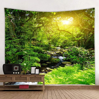 Llamazing Forest Tapestry - Home Decor Landscape for Living Room & Bedroom (Forest Creek, 60''L51''W)