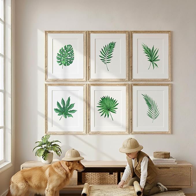 DREAM BIG PRINTABLES Tropical Leaves Art Prints (Set of 6) - Unframed 11x14