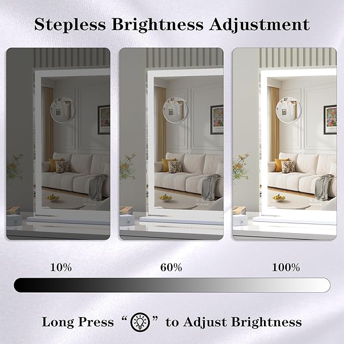 ANYHI Makeup Mirror with Lights, 24"x20.5" Lighted Vanity Mirror with 10X Magnifying, 3 Color Modes, Dimmable, Smart Touch Control, Memory Function, USB Charging Port, Tabletop/Wall Mount, White