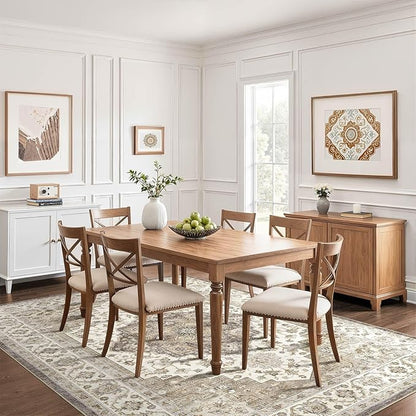 10x14 Area Rugs Living Room: Washable Boho Large Neutral Vintage Soft Rug Stain Resistant Farmhouse Non Slip Indoor Floor Carpet for Bedroom Nursery Kids Playroom Office Dining Room Home Decor- Brown