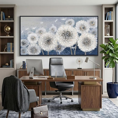 Pogusmavi Dandelion Wall Art Modern Wall Decor Botanical Framed Artwork for Walls Office Artwork Pictures for Bedroom Canvas Painting for Living Room 30x60 Black Framed
