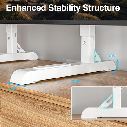 Universal TV Stand for 19-75 Inch LCD LED TVs, Height Adjustable TV Legs Replacement Hold up to 110 lbs, Table Top TV Stand Base, Max VESA 800X600mm, White