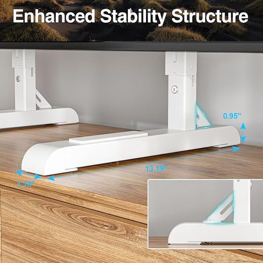 Universal TV Stand for 19-75 Inch LCD LED TVs, Height Adjustable TV Legs Replacement Hold up to 110 lbs, Table Top TV Stand Base, Max VESA 800X600mm, White