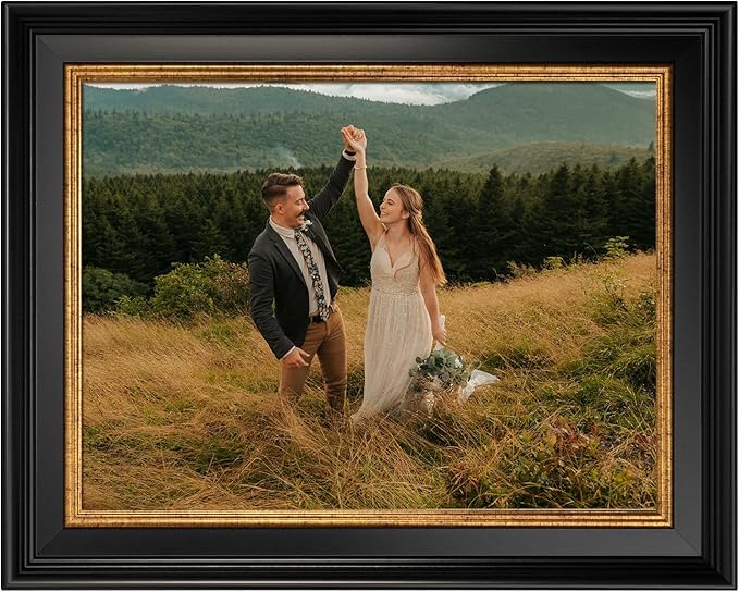 1.7" Wide Vintage Frame for 16x20 Rococo Abstract Paintings, Traditional Photo Frames for Art Lover Housewarming Birthday Wedding Grandparents Teacher Gift, No Cover & Back (Black Gold)