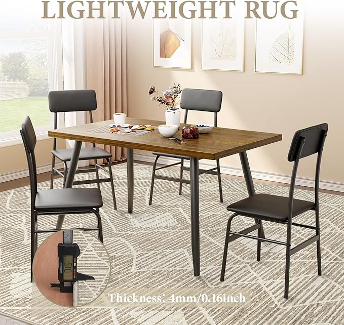 Area Rug for Living Room 6x9: Large Washable Boho Moroccan Rugs Geometric Neutral Rug, Non-Slip Foldable Morden Farmhouse Indoor Floor Carpet for Bedroom Dining Table Home(Cream Beige, 6'X9')