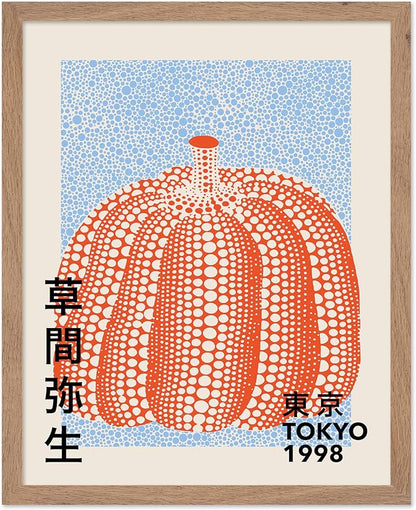 Poster Master Vintage Poster - Pumpkin Forever Print - Tokyo Art - Infinity Dots Art - Chic Gift for Men, Women - Perfect Decor for Living Room, Bedroom, Office, 8x10 Beige Framed
