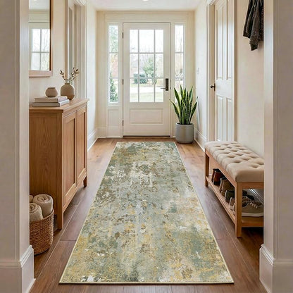 Green Rug Runners for Hallways Kitchen 2.6x8 Non Slip Washable Entryway Runner Rugs with Rubber Backing 8ft Long Carpet Runner for Laundry Bedroom, Low Pile Stain & Fade Resistant, Sage Green