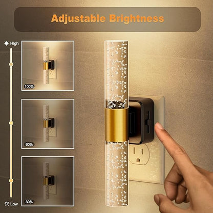 JandCase Night Lights Plug into Wall, 180° Rotating 2 Pack 3000K Soft Light LED NightLights, 0-100LM Adjustable Brightness, Plug in Night Light with Auto Light Sensor,for Bathroom,Hallway,Bedroom