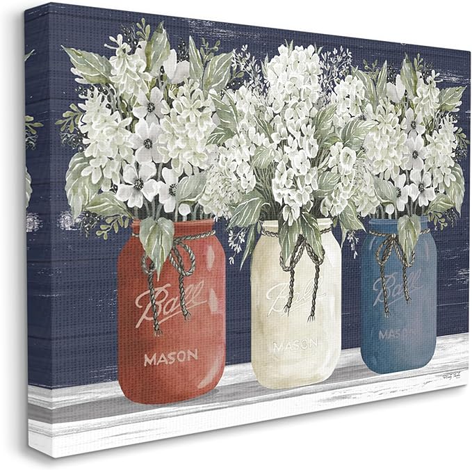 Stupell Industries 'Americana Floral Bouquets', Canvas Art, 48 x 36 Inches, Easy to Hang and Sturdy, Made in USA, by Cindy Jacobs